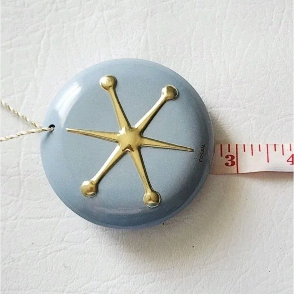 Fossil Brand Blue & Gold Metal Ball &Jack Design Christmas Ornament 3